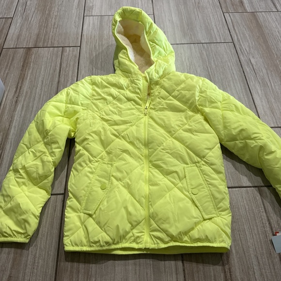 Cat & Jack Neon Puffer Jacket With Hood - Picture 2 of 4